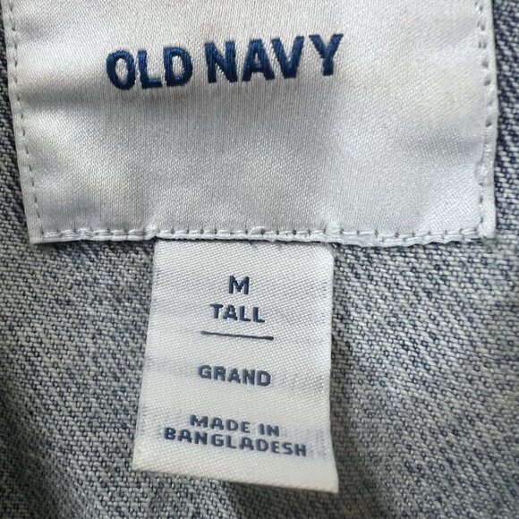 Old Navy Denim Jacket Women’s Medium Tall Distressed Light Wash Trucker Jean - Picture 4 of 13